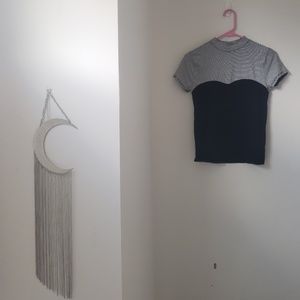 Mock neck two-tone sweetheart top